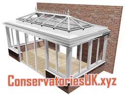 Blue glass conservatory roof